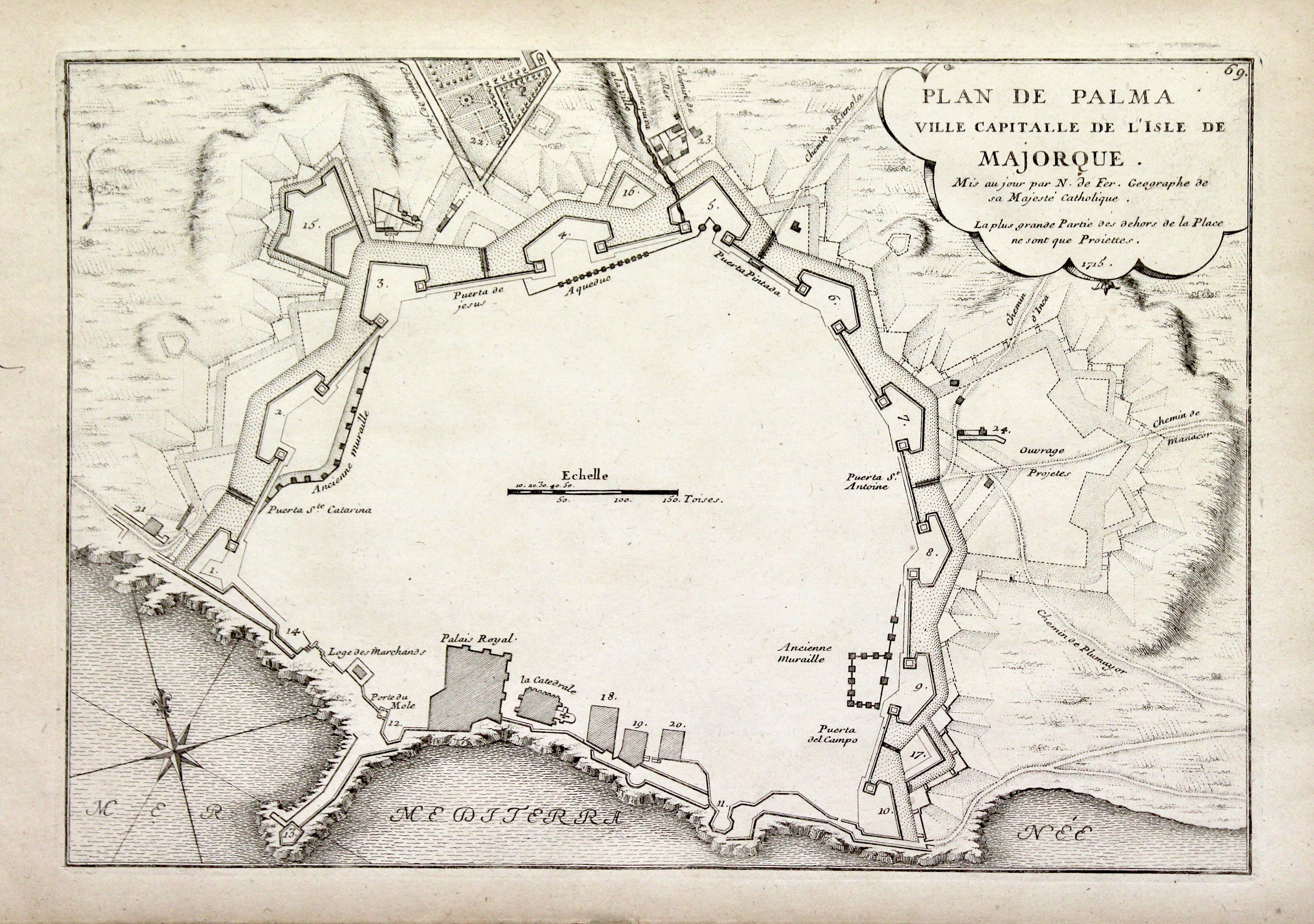 Plan de Palma ville capitalle de l’isle de Majorque