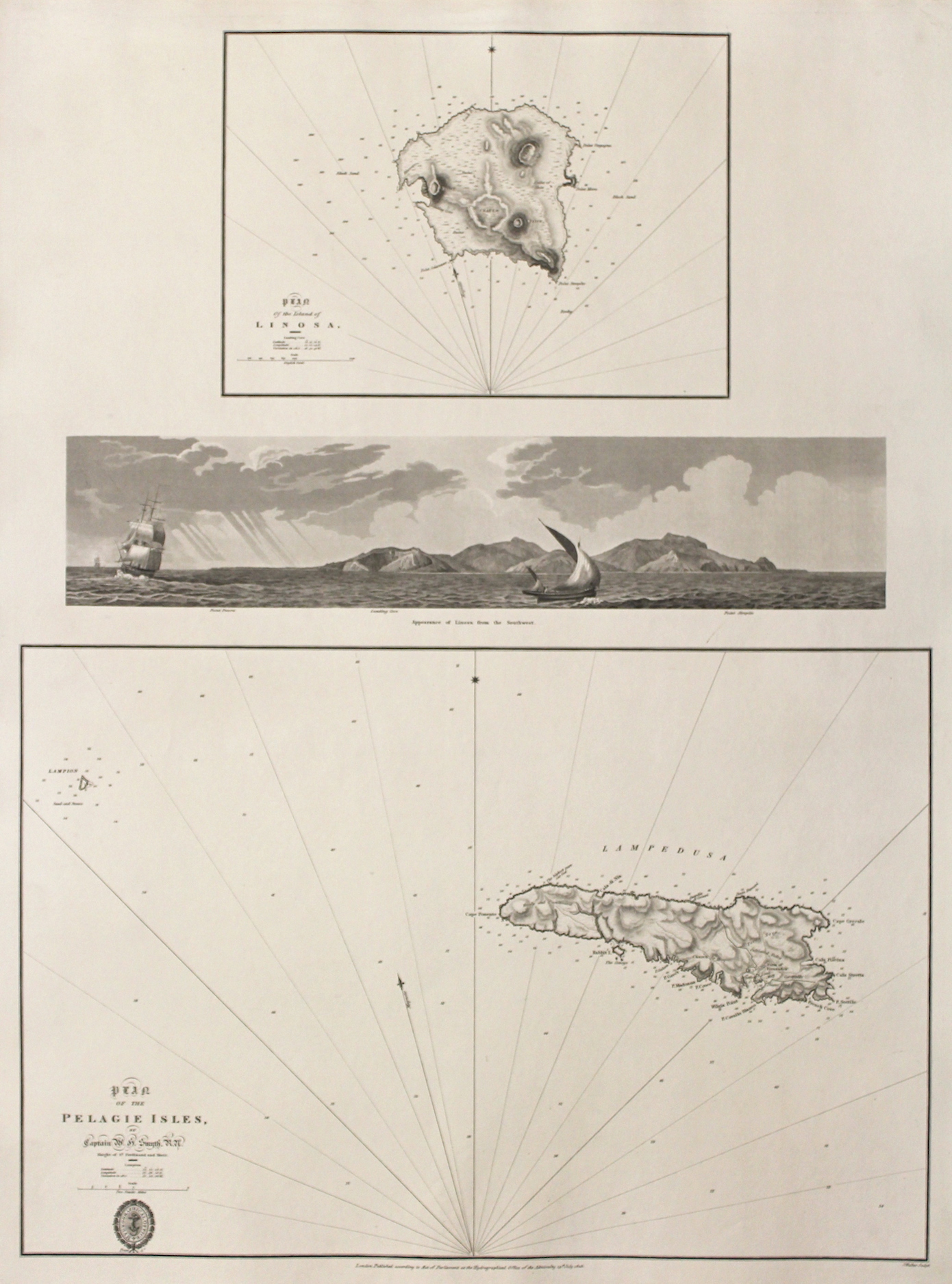 Plan of the island of Linosa (con) Appearance from Linosa …