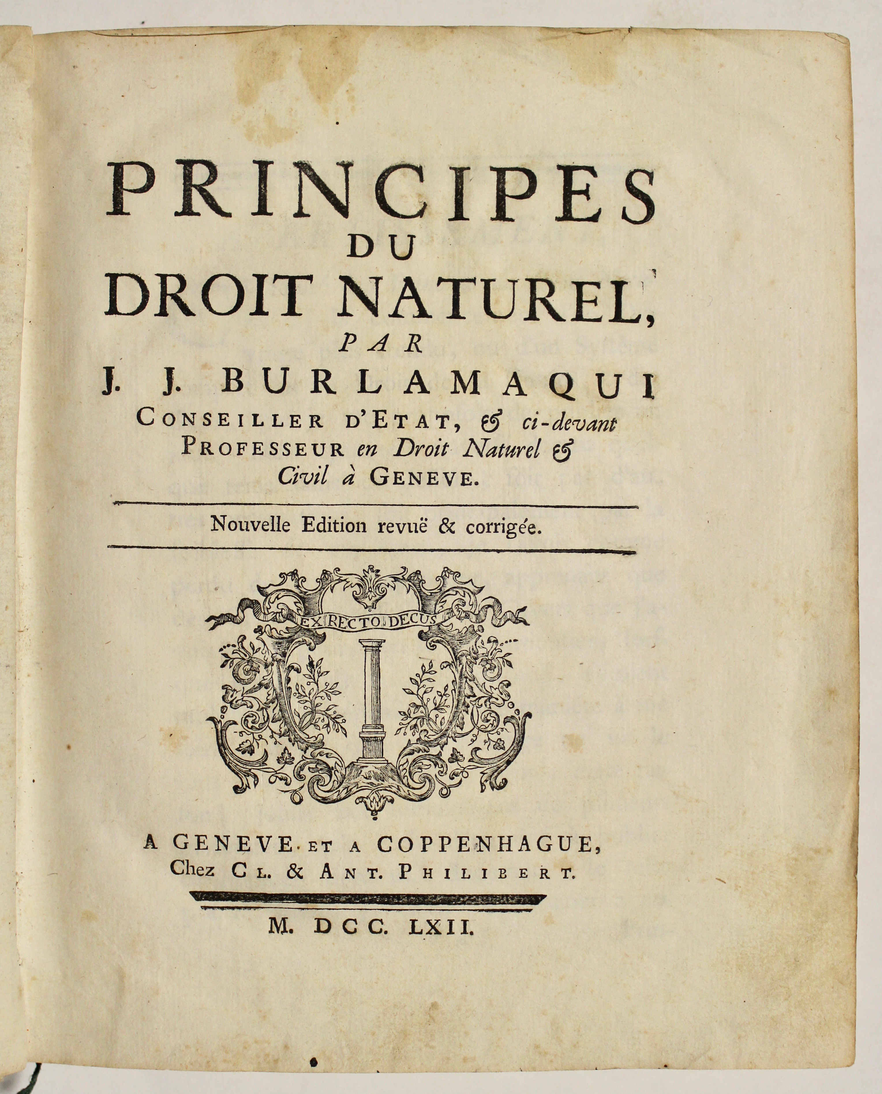 Principes du Droit Naturel par J.J. Burlamaqui.nouvelle edition revue & …