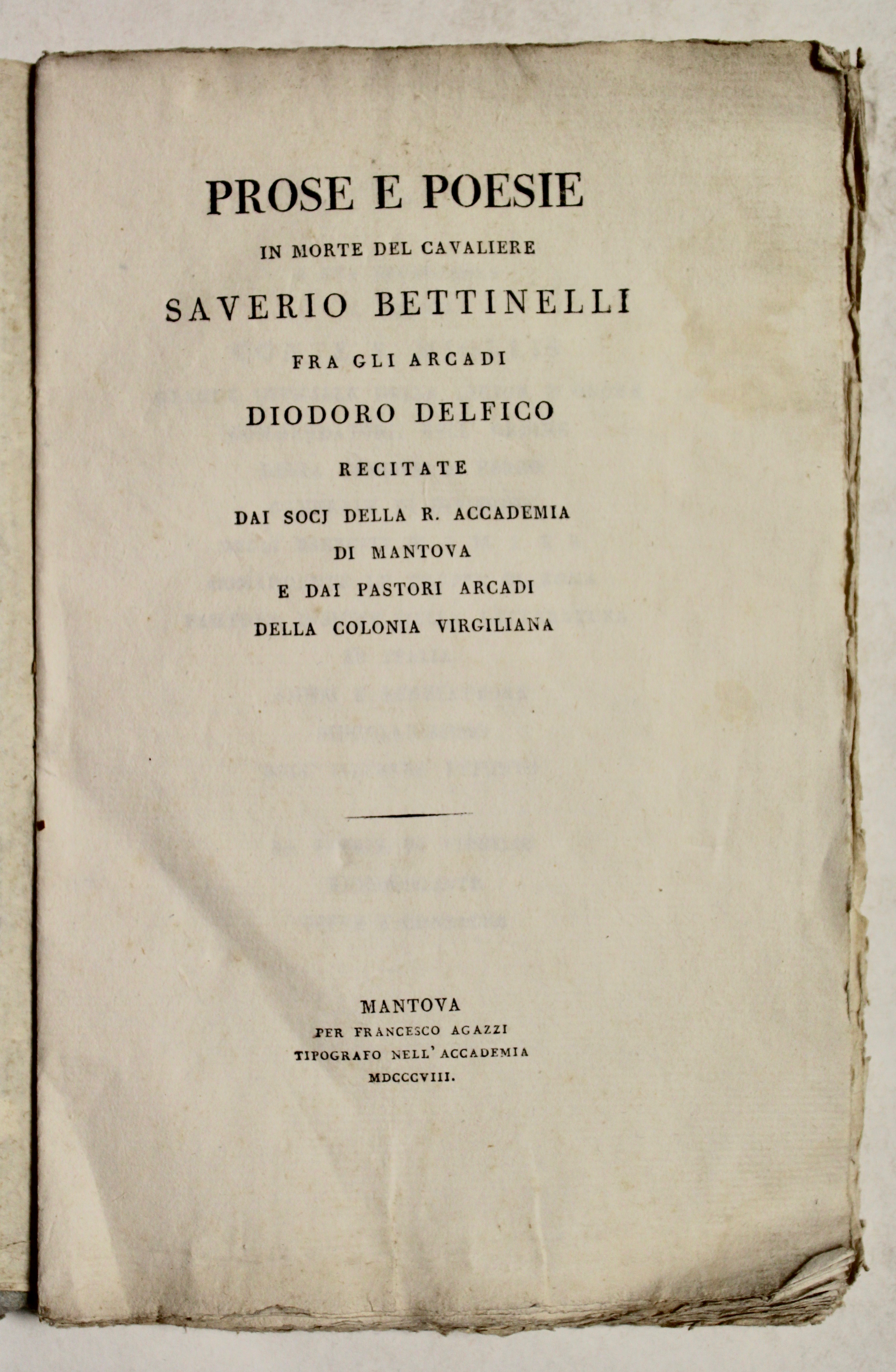 Prose e Poesie in morte del Cavaliere Saverio Bettinelli fra …
