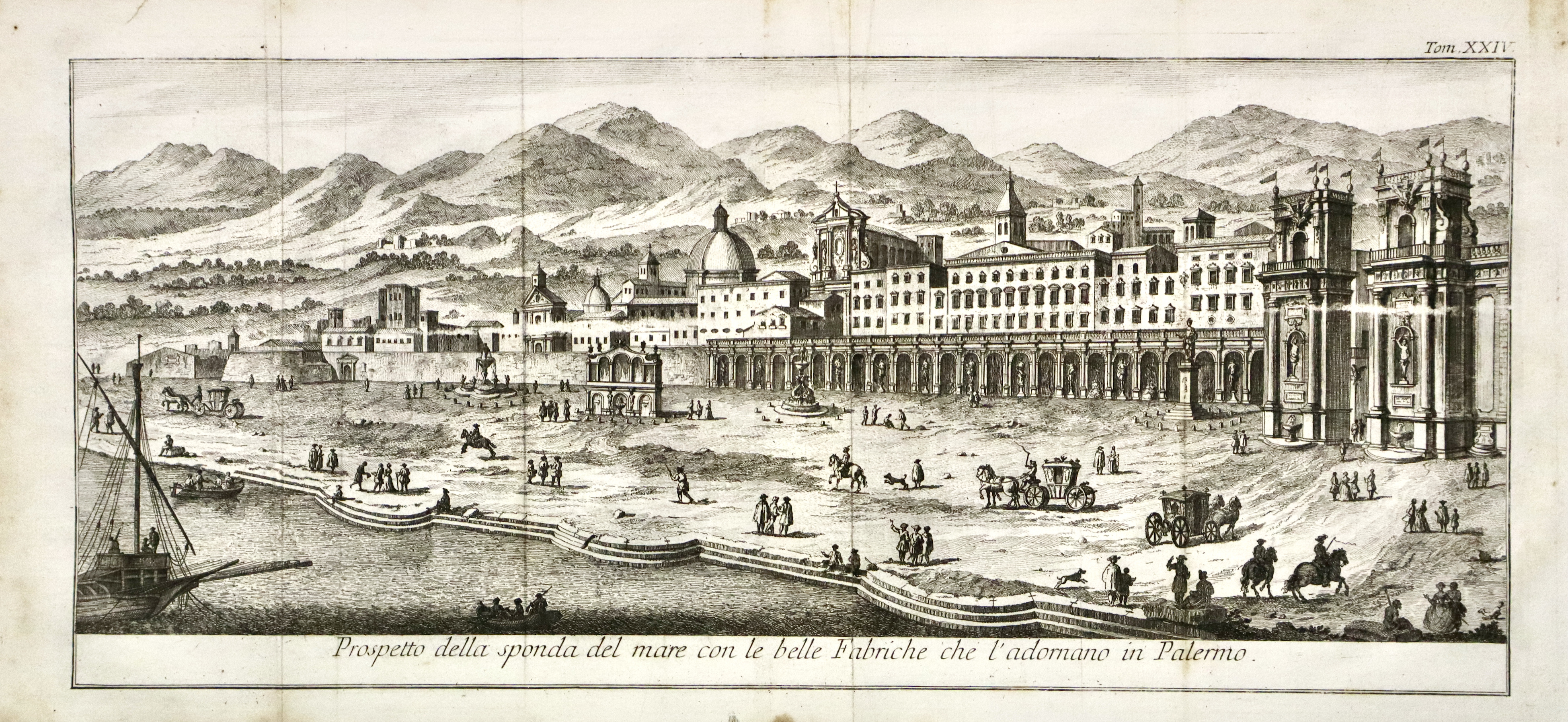 Prospetto della sponda del mare con le belle Fabriche che …