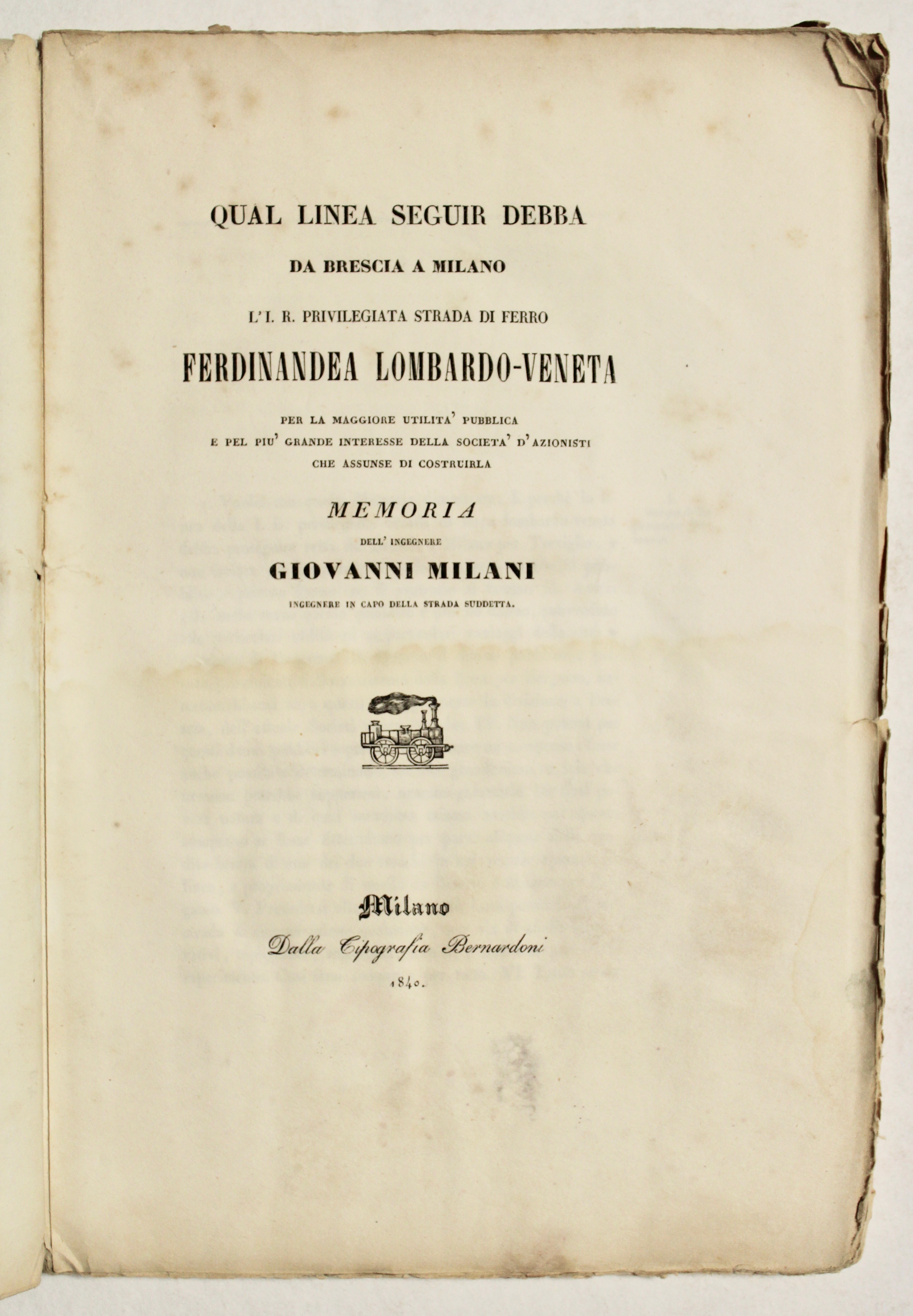 Qual linea seguir debba da Brescia a Milano l'I. R. …