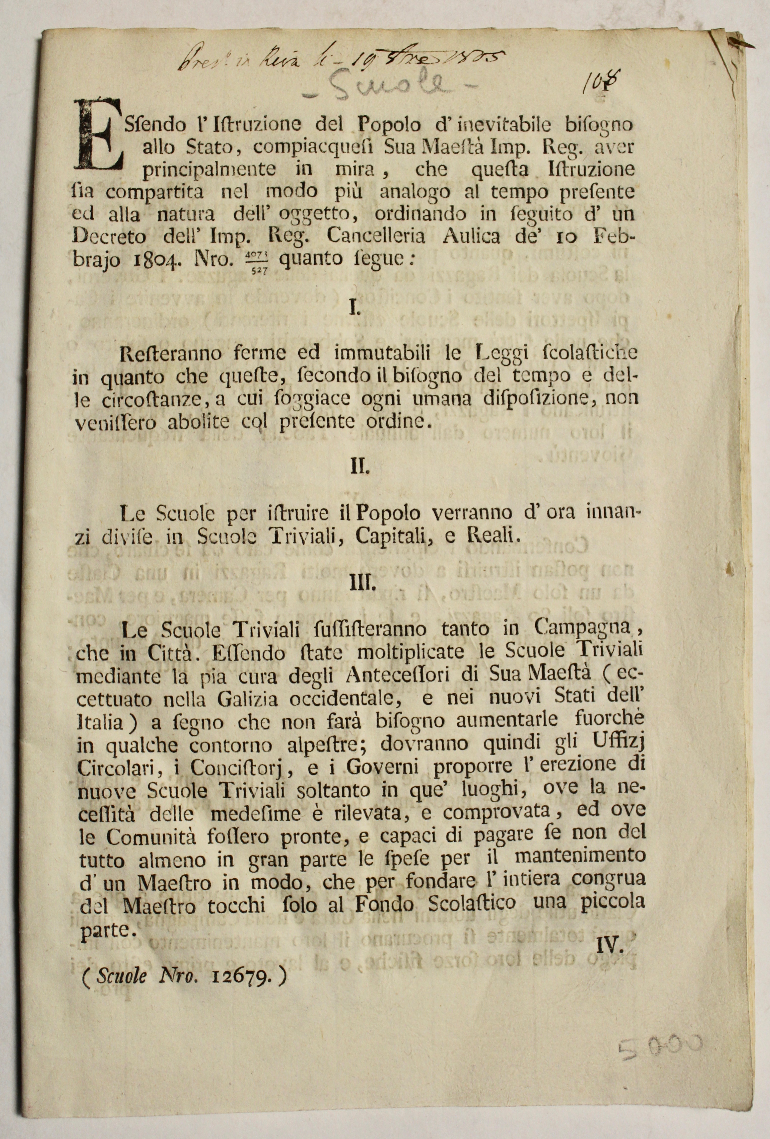 Regolamento per la scuola.