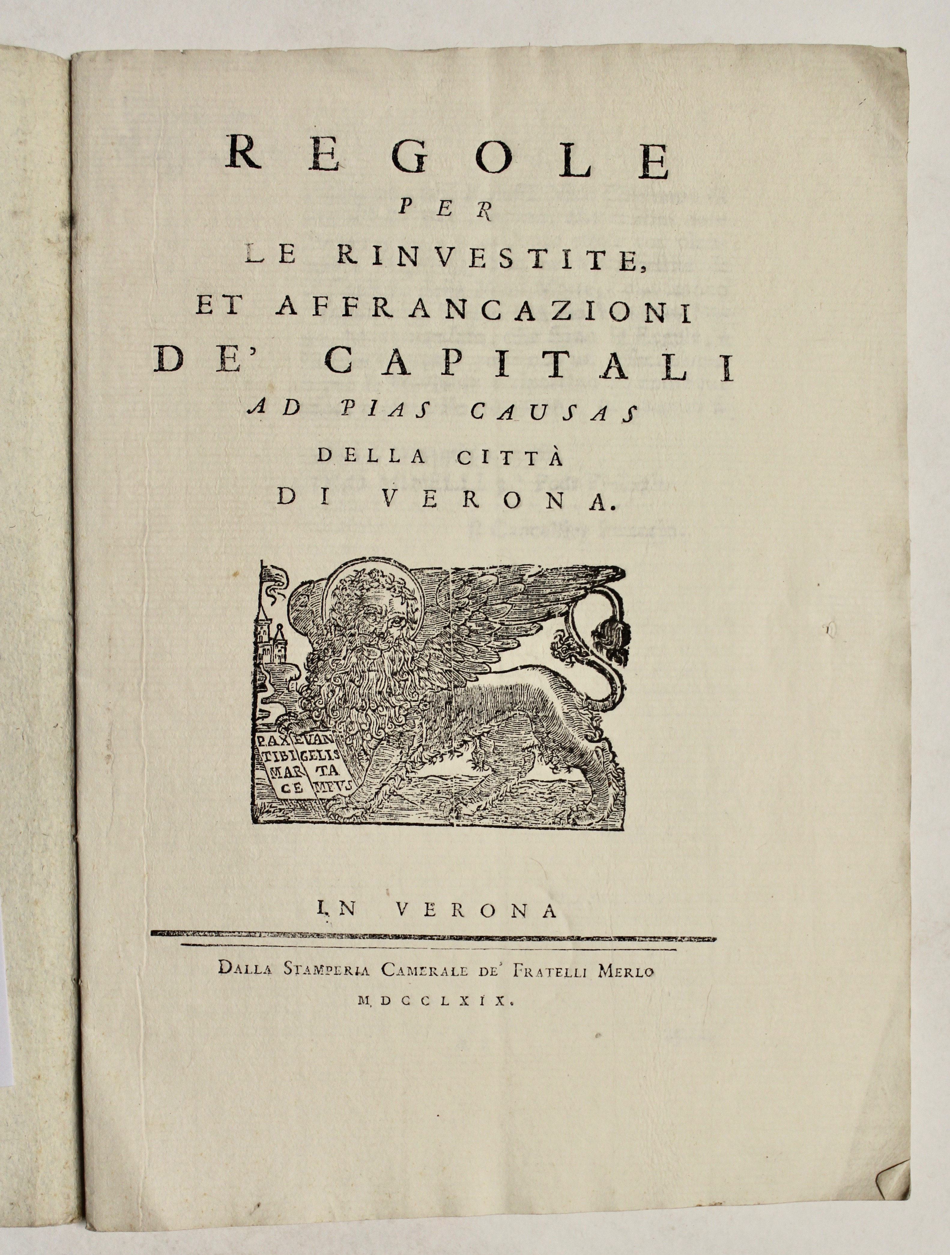 Regole per le rinvestite et affrancazioni de' capitali ad pias …