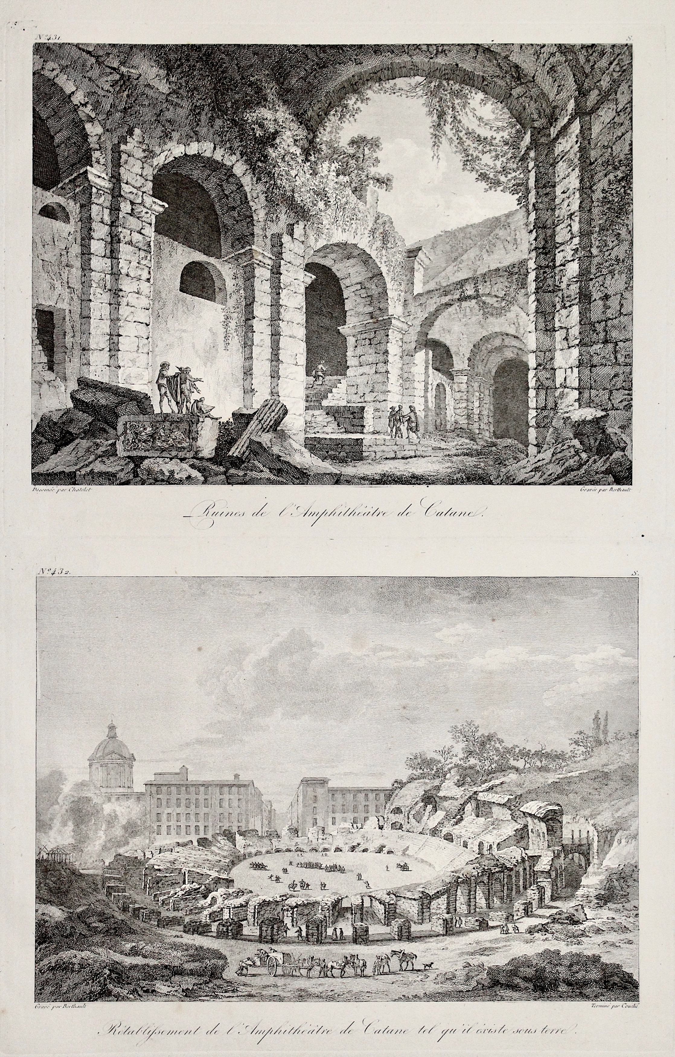 Ruines de l'Amphithéatre de Catane (Insieme a:) Rétablissement de l'Amphithéatre …