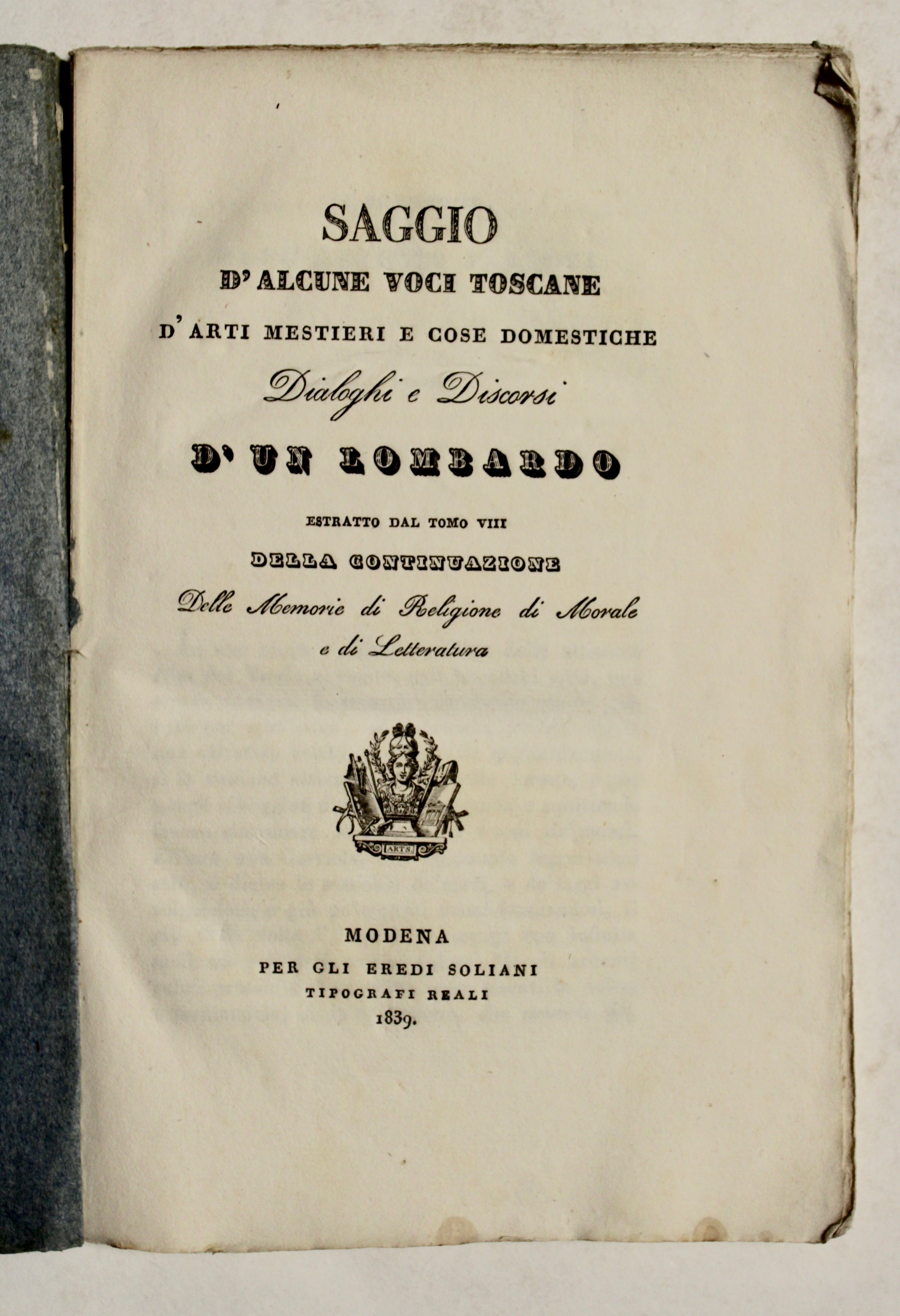 Saggio d'alcune voci toscane d'arti e mestieri e cose domestiche …