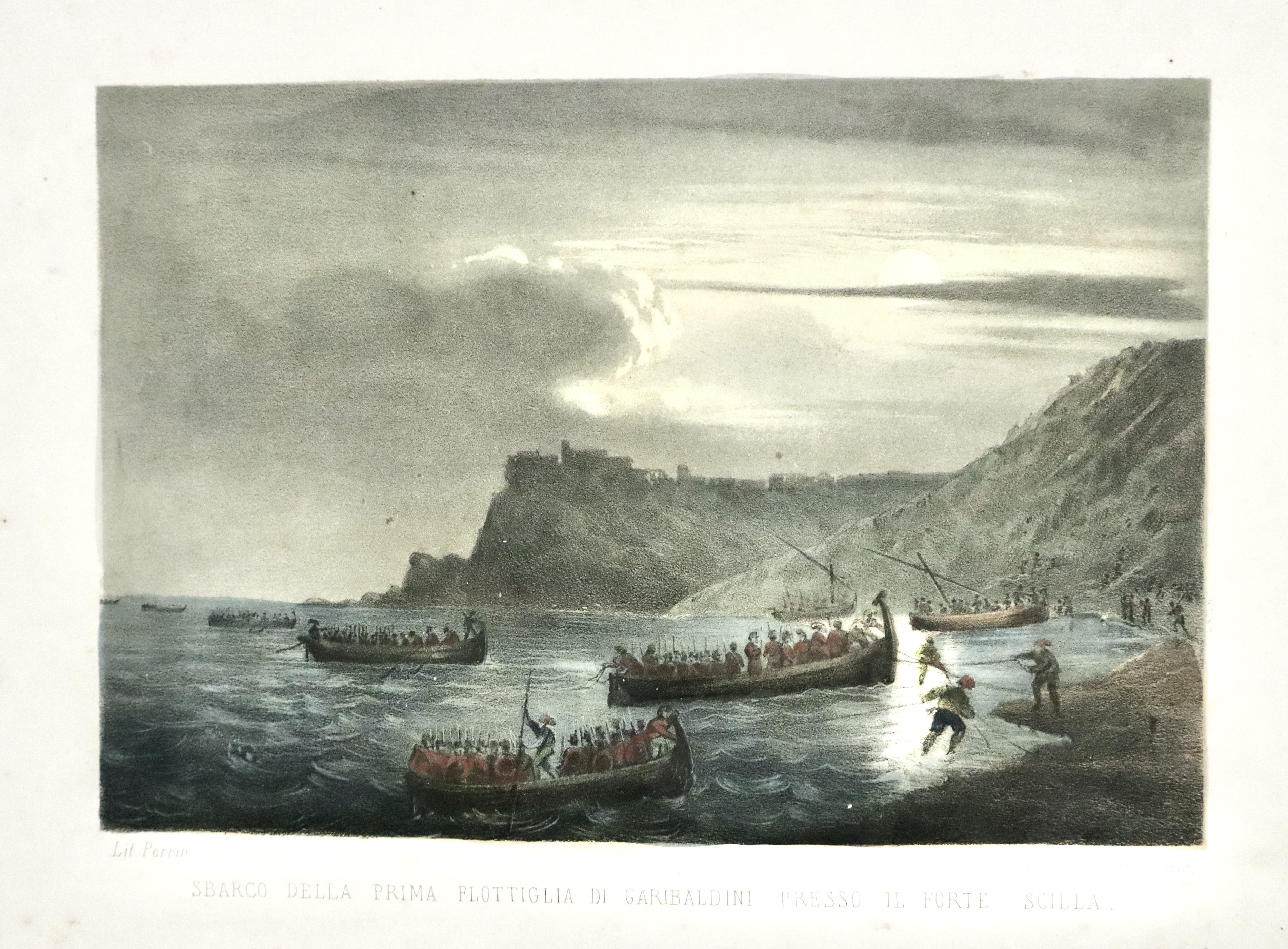 Sbarco della prima flottiglia di garibaldini presso il Forte Scilla