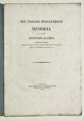 Sul taglio ipogastrico memoria del cavaliere Antonio Scarpa