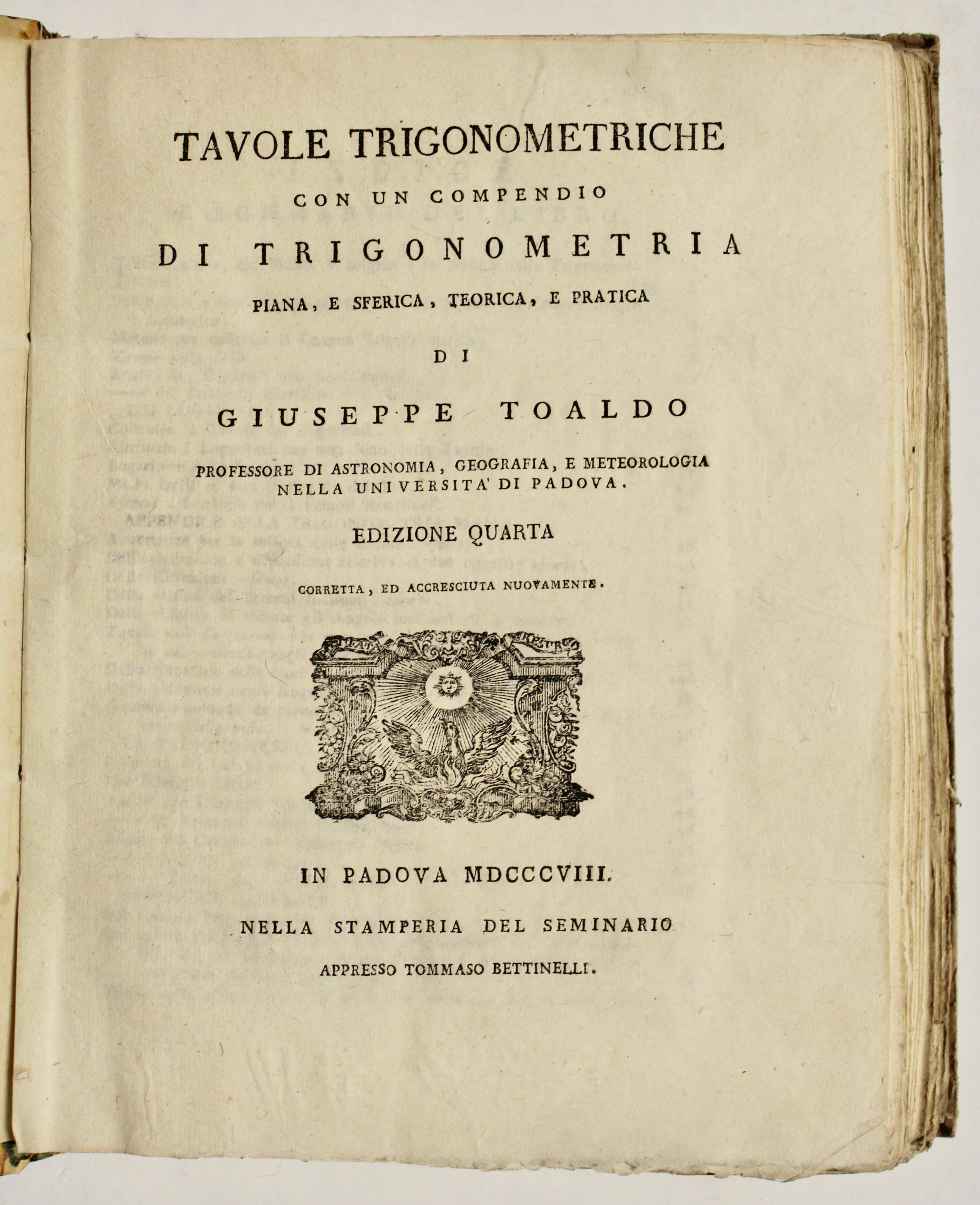 Tavole trigonometriche con un compendio di trigonometria piana e sferica, …