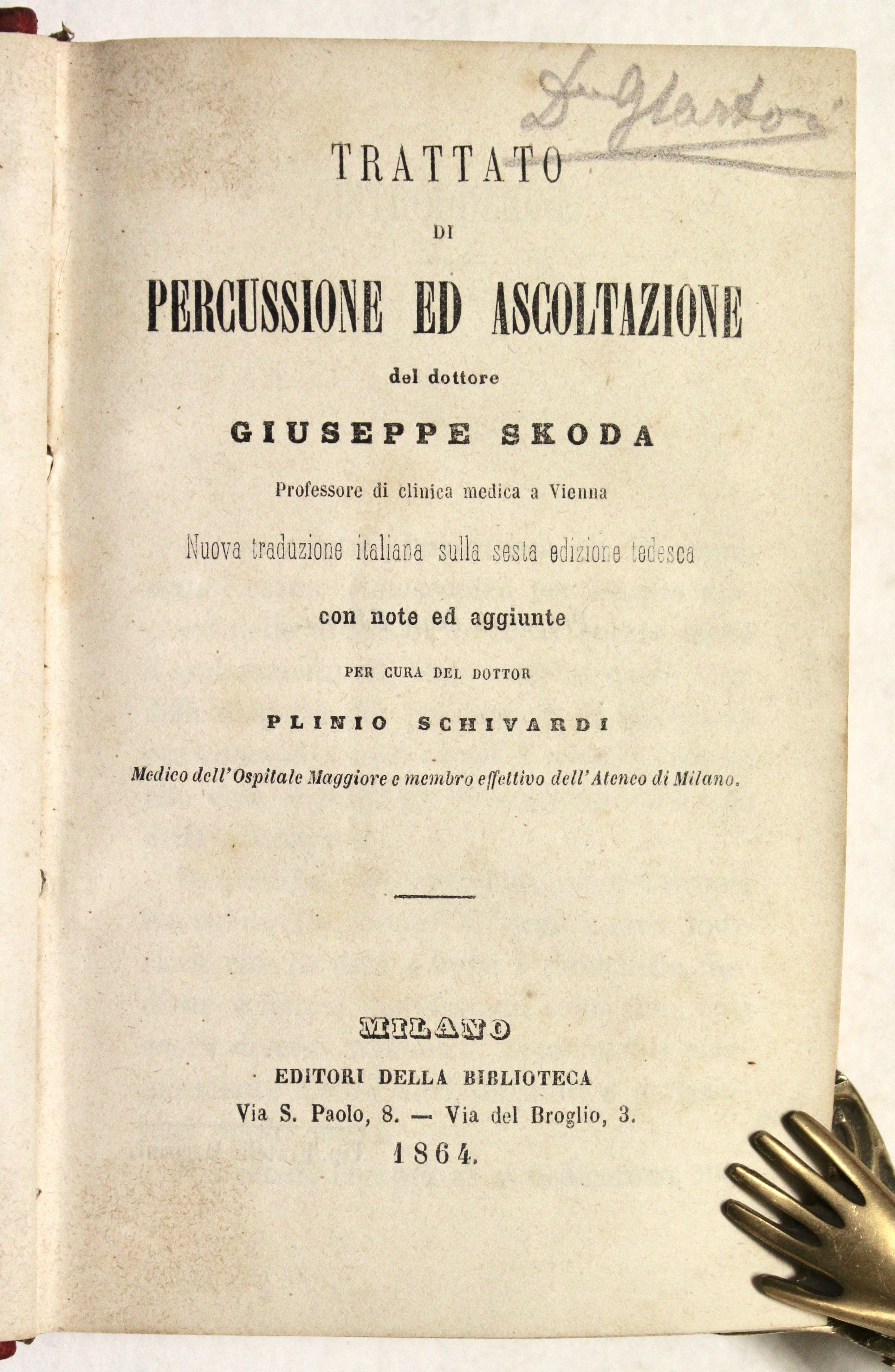 Trattato di percussione ed auscultazione…nuova traduzione italiana…con note ed aggiunte …