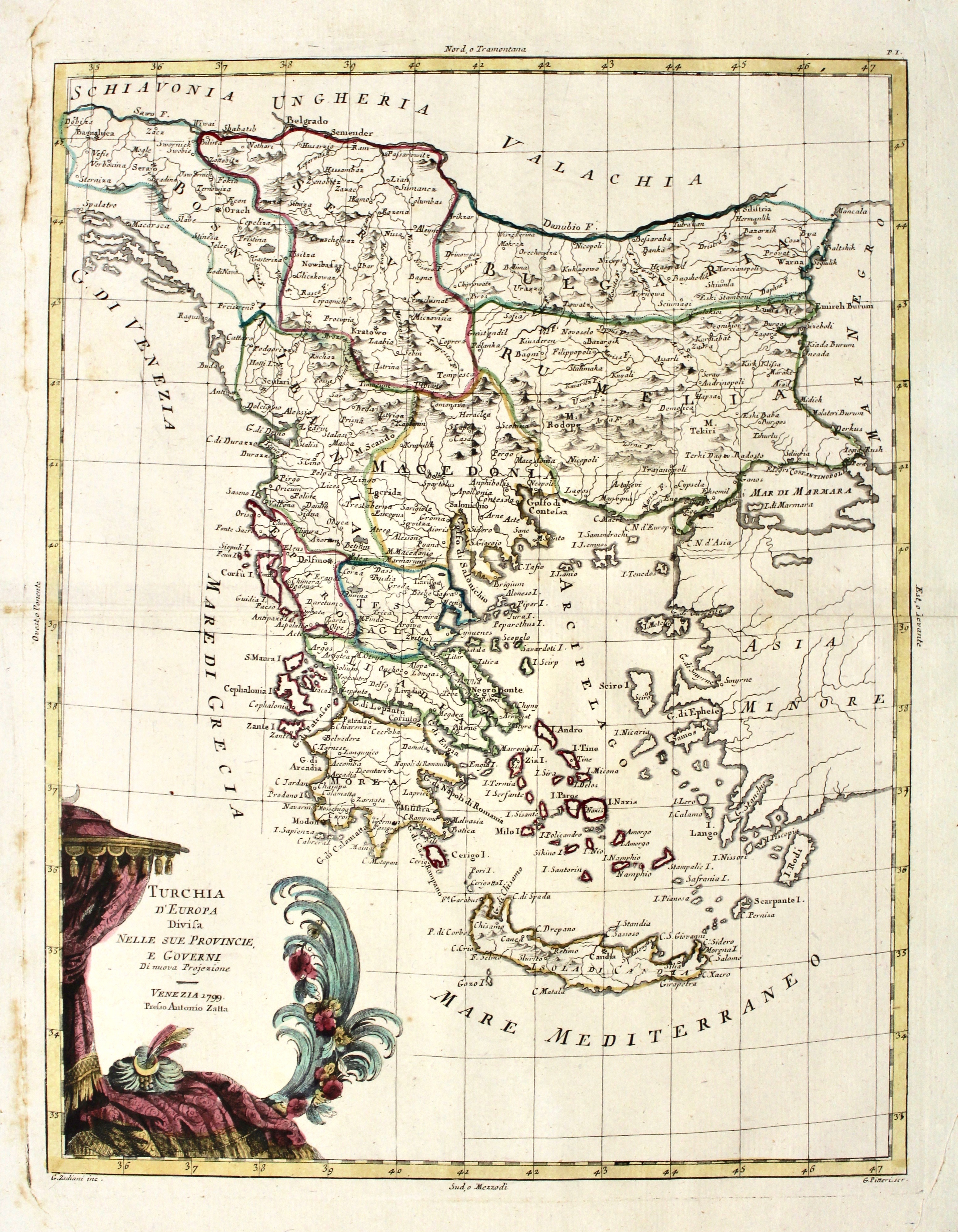 Turchia d'Europa divisa nelle sue provincie e governi