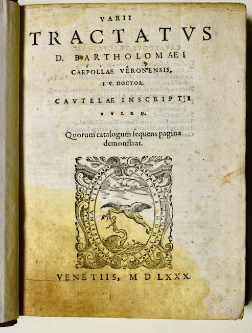 Varii tractatus. cautelae inscripti vulgo. Quorum Catalogum sequens pagina demonstrat.