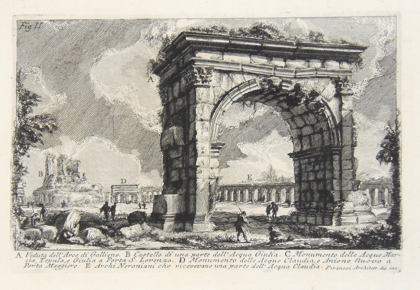 Veduta dell’Arco di Gallieno. Castello di una parte dell’Acqua Giulia. …