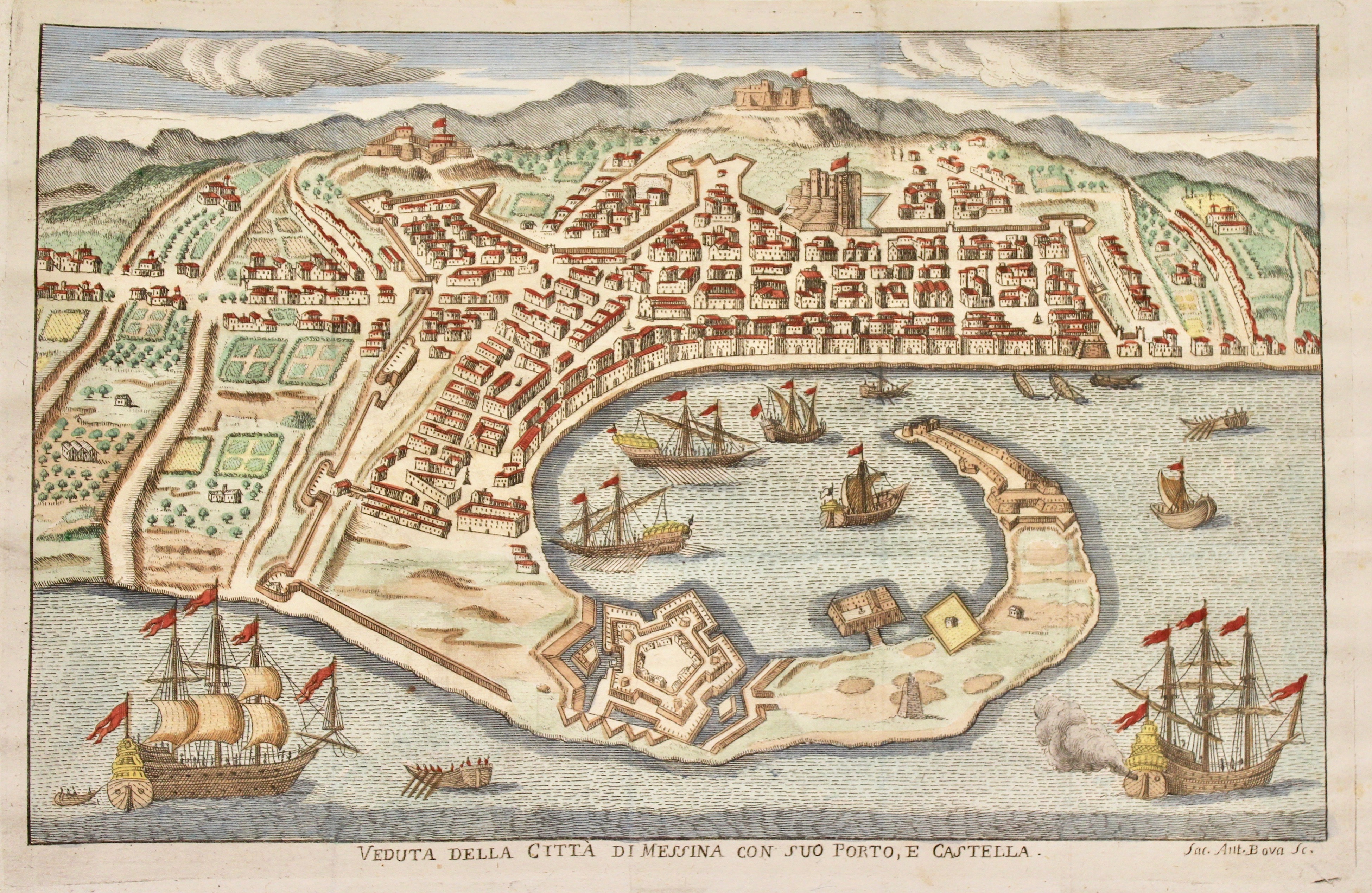 Veduta della città di Messina con suo porto, e castella