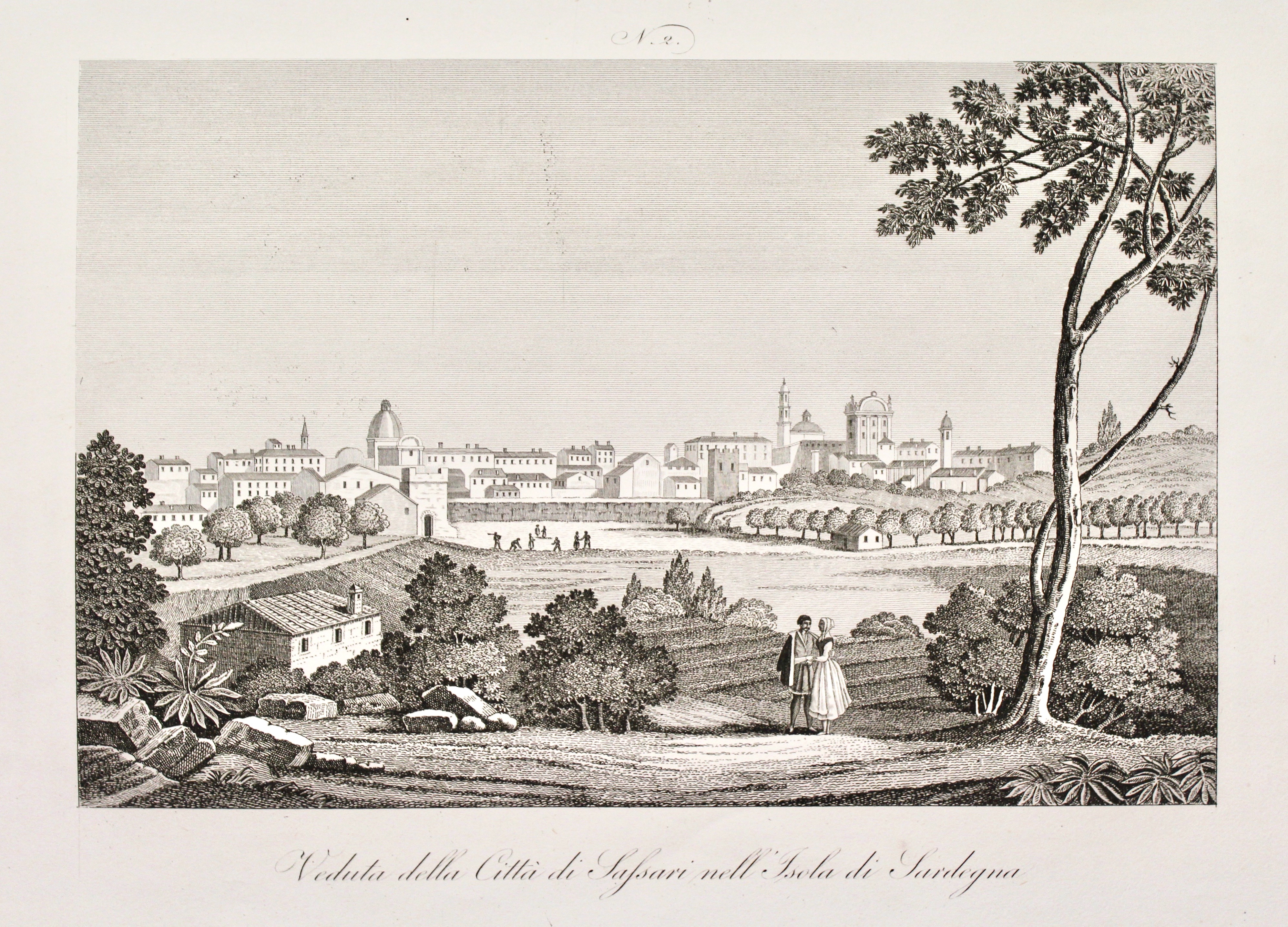 Veduta della città di Sassari nell'isola di Sardegna