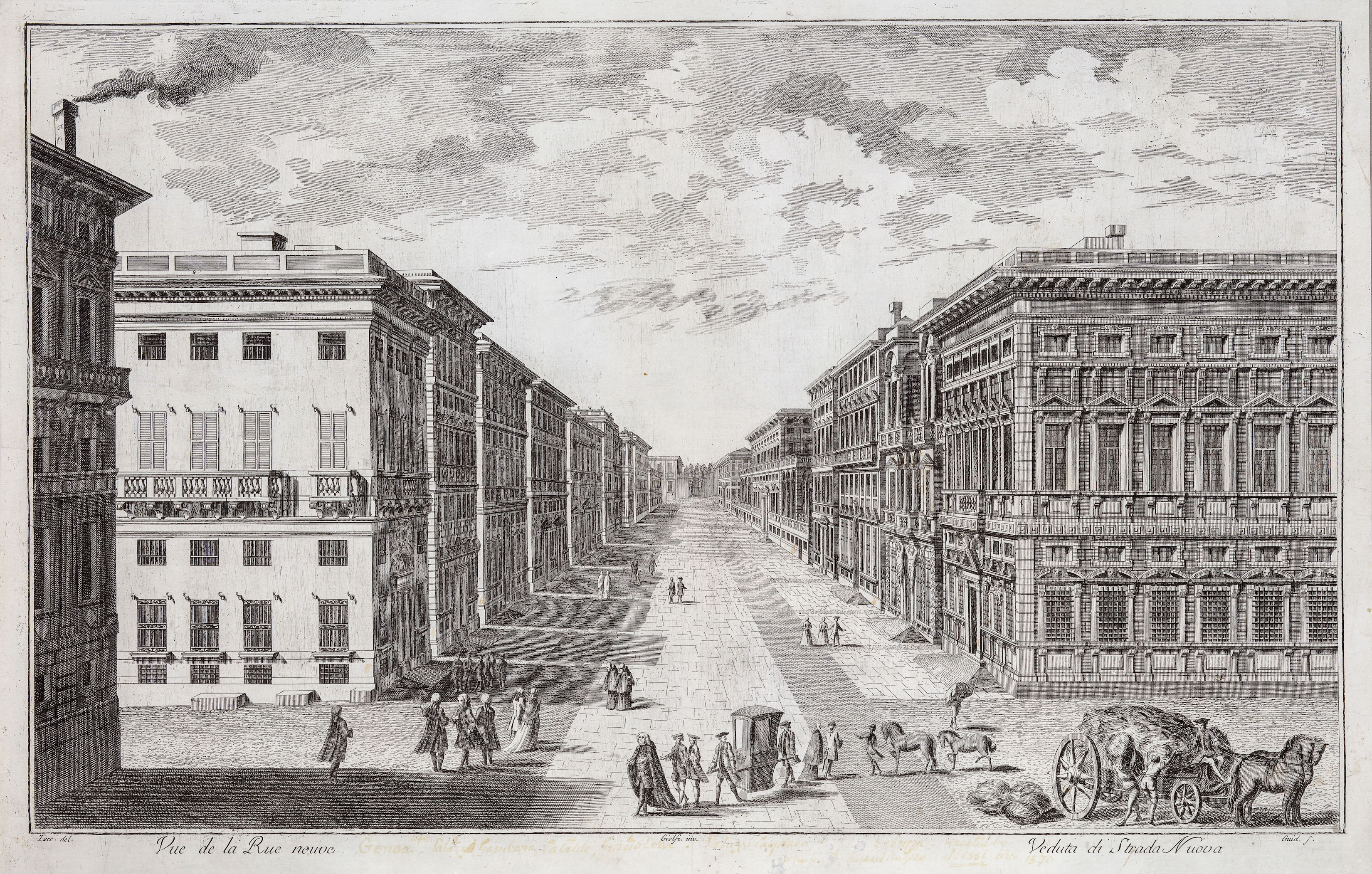 Veduta di Strada Nuova (ripetuto in francese)