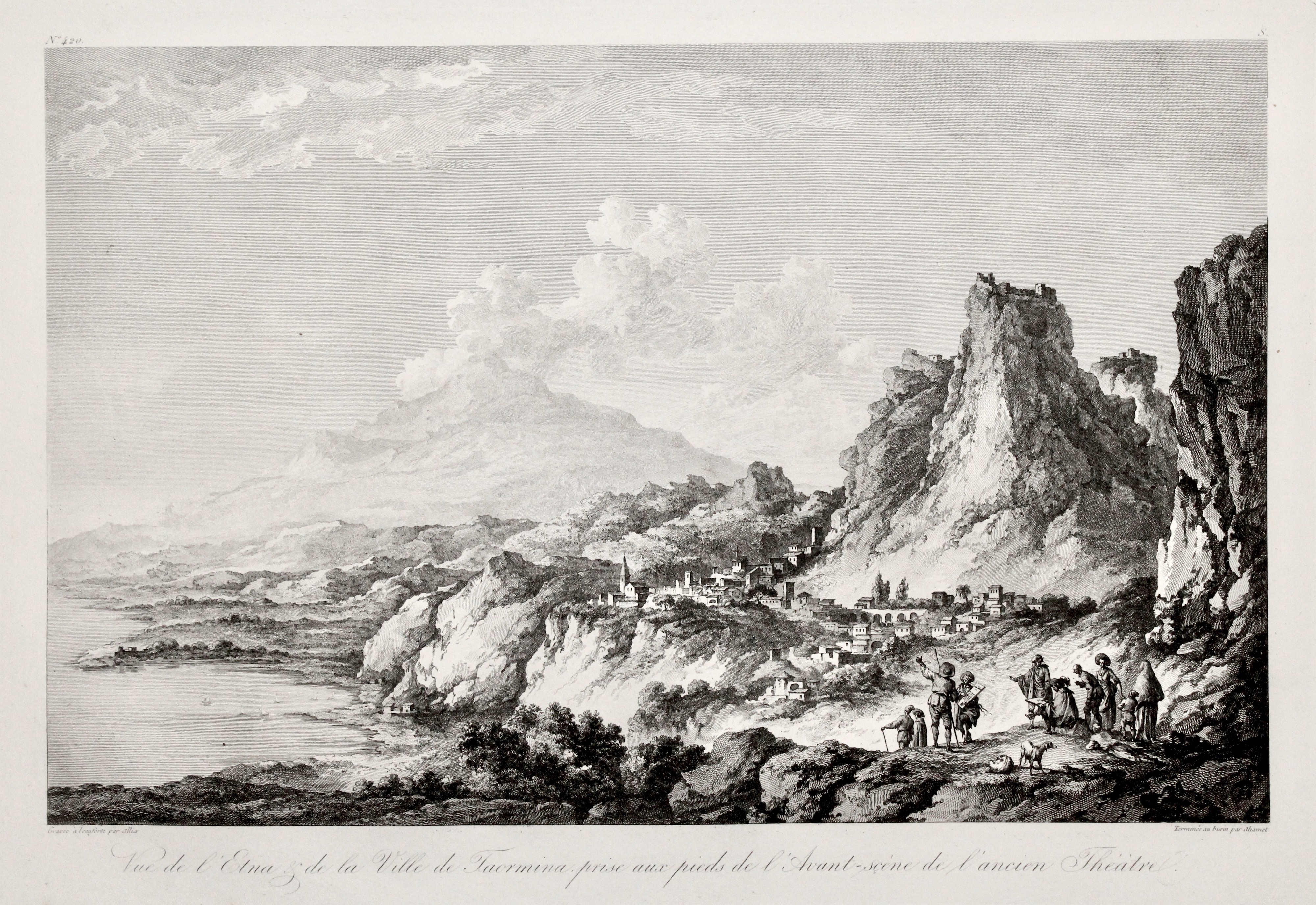 Vue de l'Etna & de la Ville de Taormina prise …