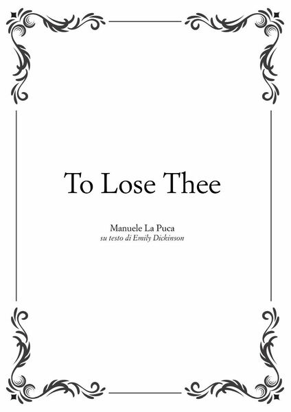 To lose thee di Manuele La Puca, 2019, Youcanprint
