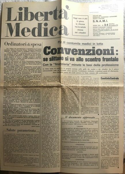 Libertà medica n. 3/4 di Aa.vv., 1983, Snami