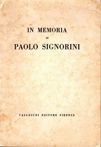 In memoria di Paolo Signorini