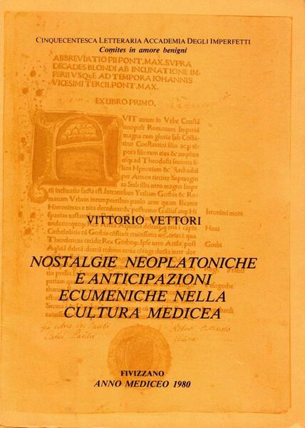 Nostalgie neoplatoniche e anticipazioni ecumeniche nella cultura medica (dedica)