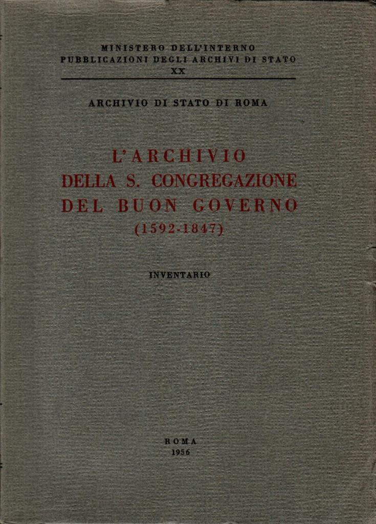 L'archivio della S. Congregazione del Buon Governo
