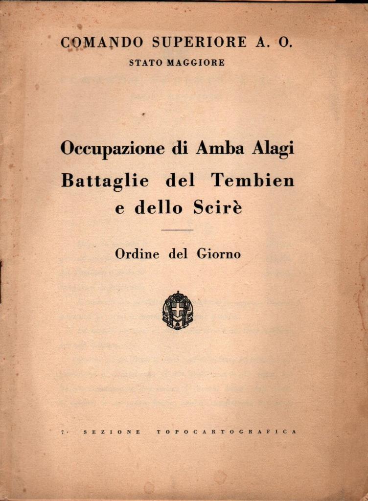Occupazione di Amba Alagi e delle battaglie del Tembien e …