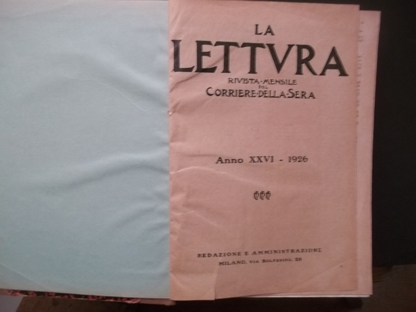 LA LETTURA RIVISTA MENSILE DEL CORRIERE DELLA SERA-ANNO XXVI-1926 RILEGATO