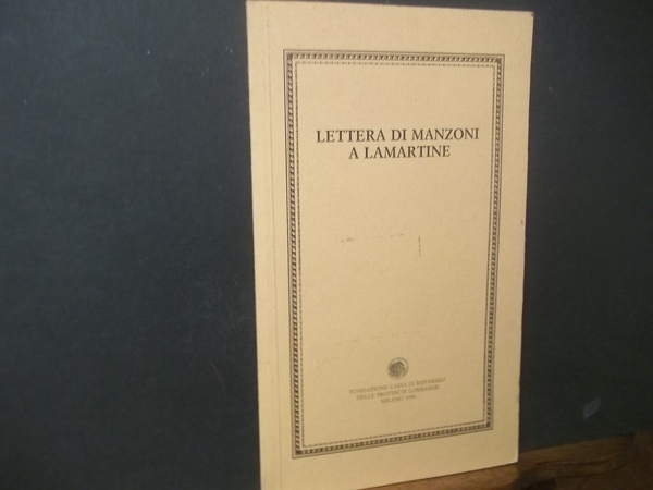 LETTERA DI MANZONI A LAMARTINE