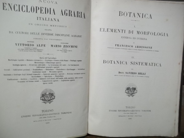 NUOVA ENCICLOPEDIA AGRARIA ITALIANA- BOTANICA ELEMENTI DI MORFOLOGIA-BOTANICA SISTEMATICA
