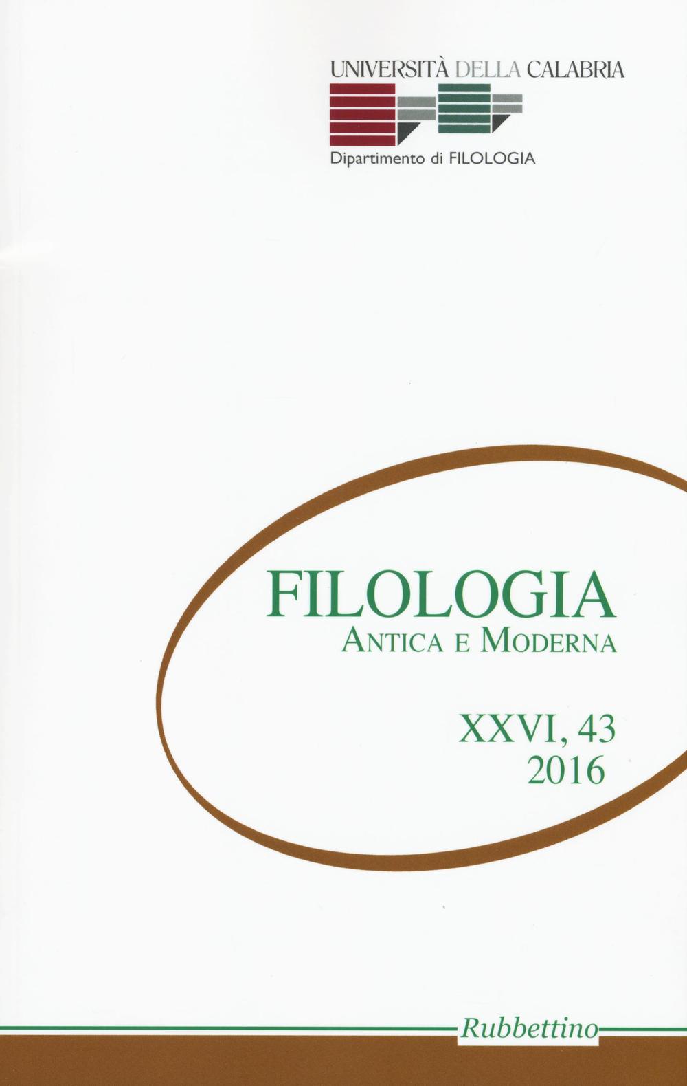 Filologia antica e moderna. Vol. 43