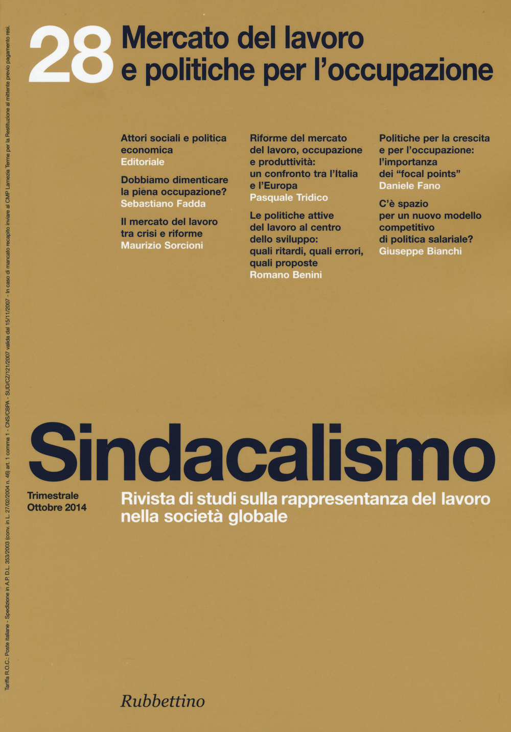 Sindacalismo. Vol. 28