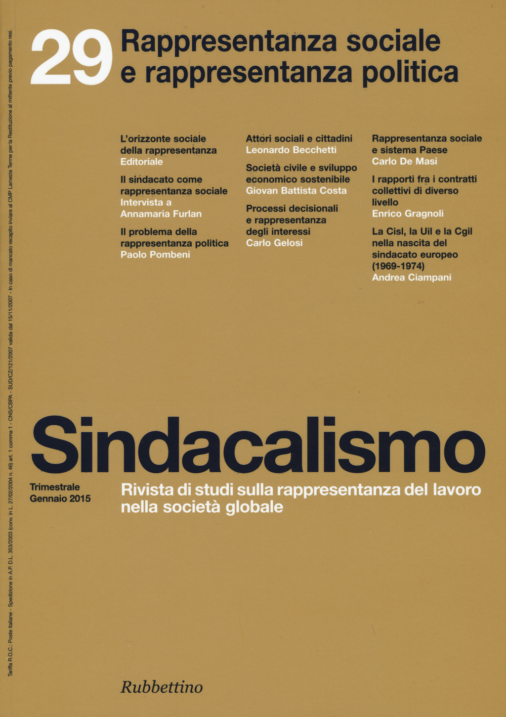 Sindacalismo. Vol. 29