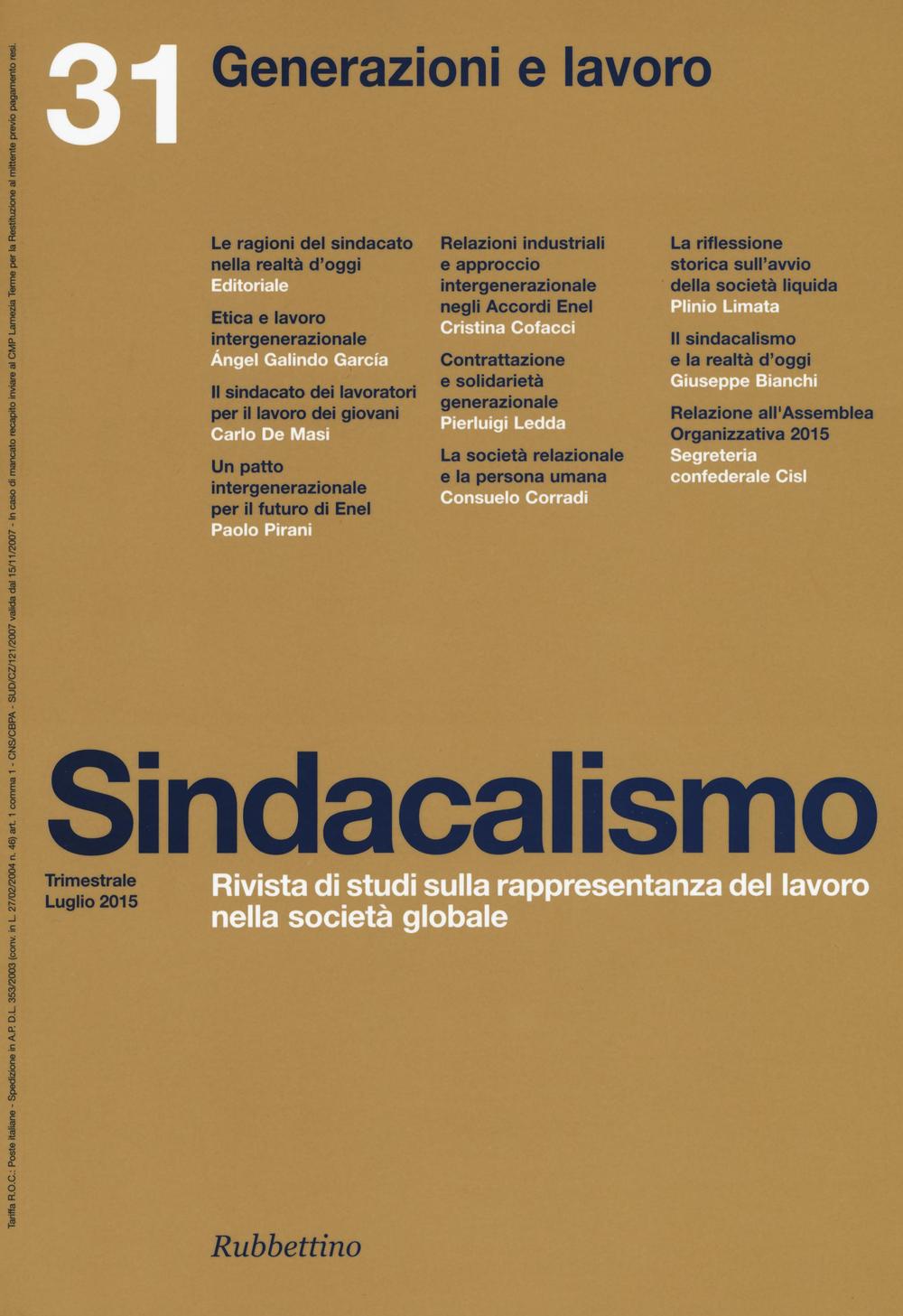 Sindacalismo. Vol. 31