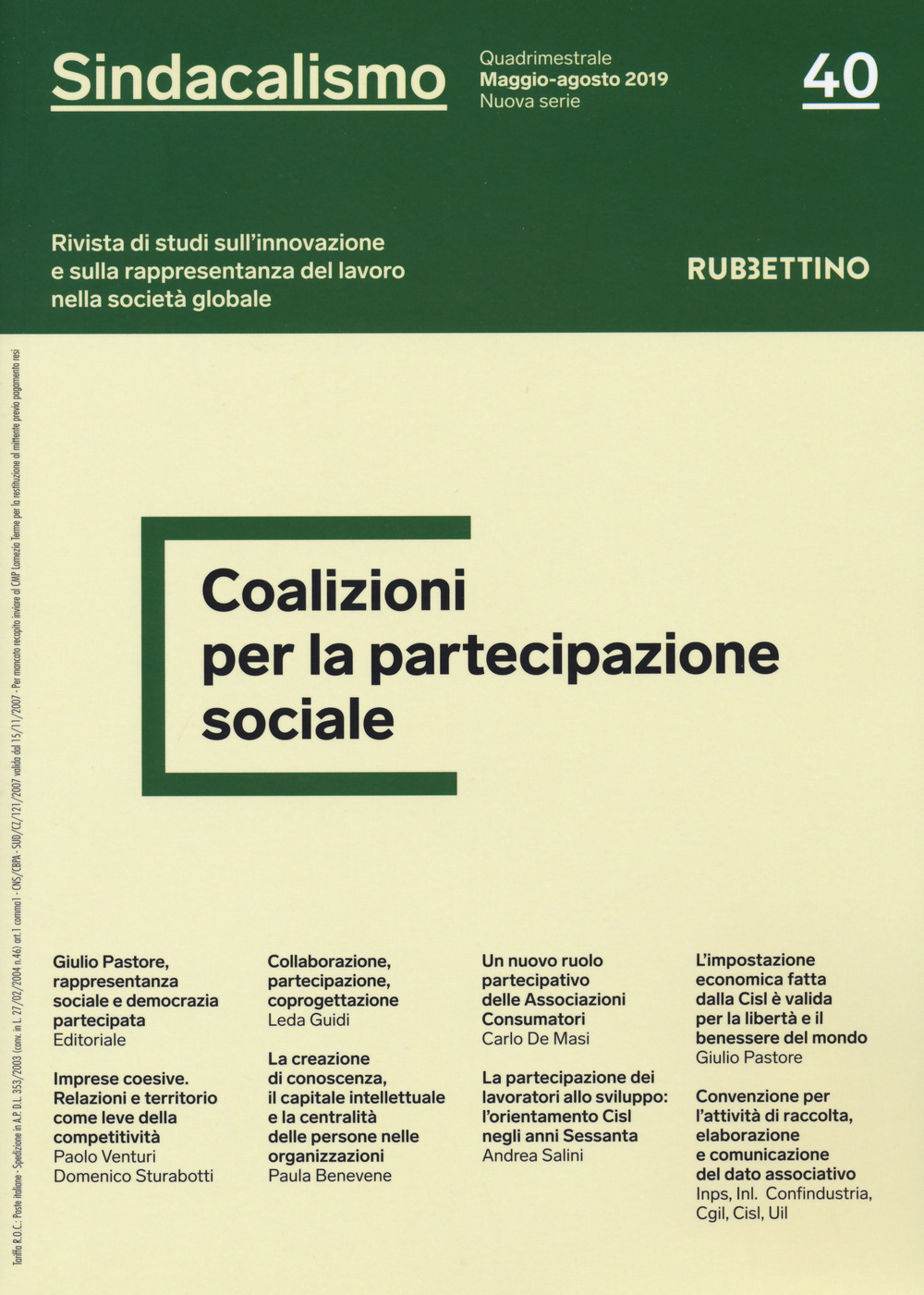 Sindacalismo. Rivista di studi sull'innovazione e sulla rappresentanza del lavoro …