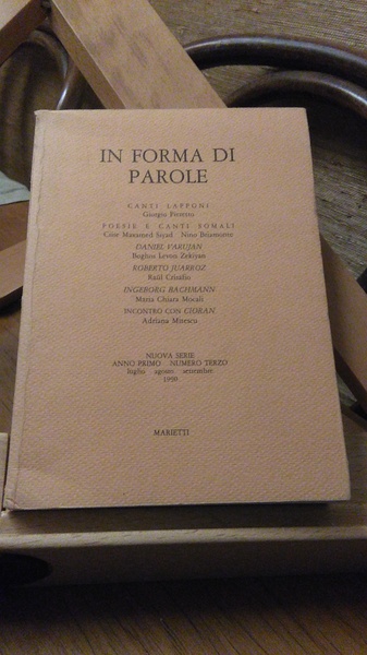 IN FORMA DI PAROLE - NUOVA SERIE, ANNO PRIMO NUMERO …