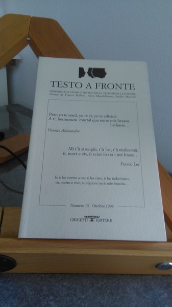 TESTO A FRONTE. NUMERO 15 OTTOBRE 1996