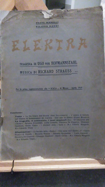 ELEKTRA, TRAGEDIA DI UGO VON HOFMANNSTAHL, MUSICA DI RICHARD STRAUSS