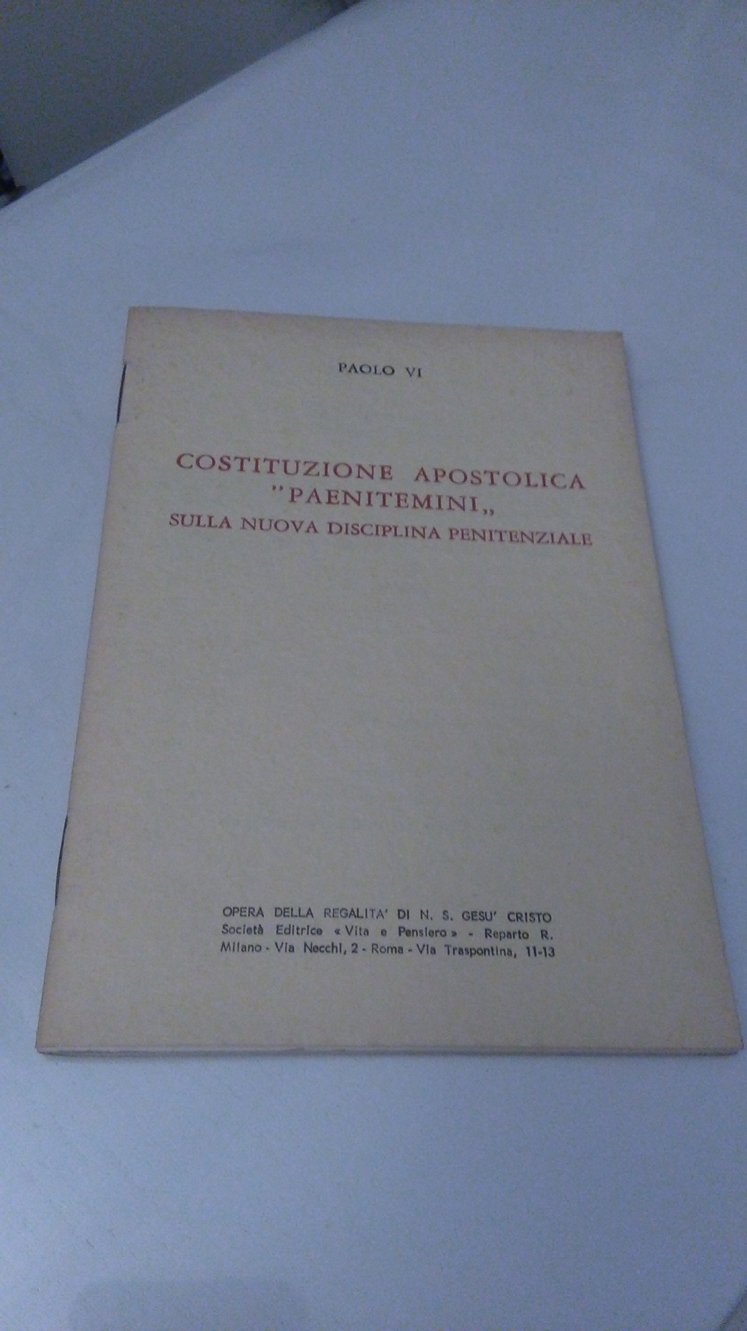 COSTITUZIONE APOSTOLICA PAENITEMINI