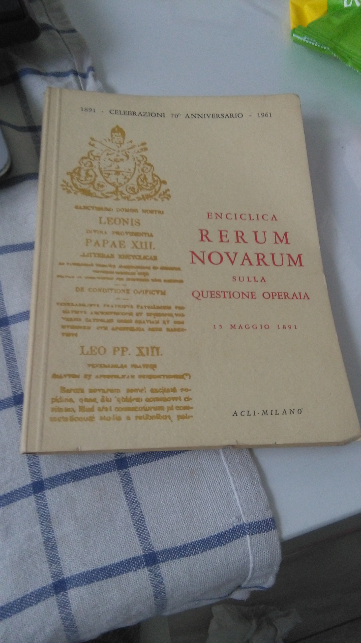 ENCICLICA RERUM NOVARUM SULLA QUESTIONE OPERARIA. 15 MAGGIO 1891