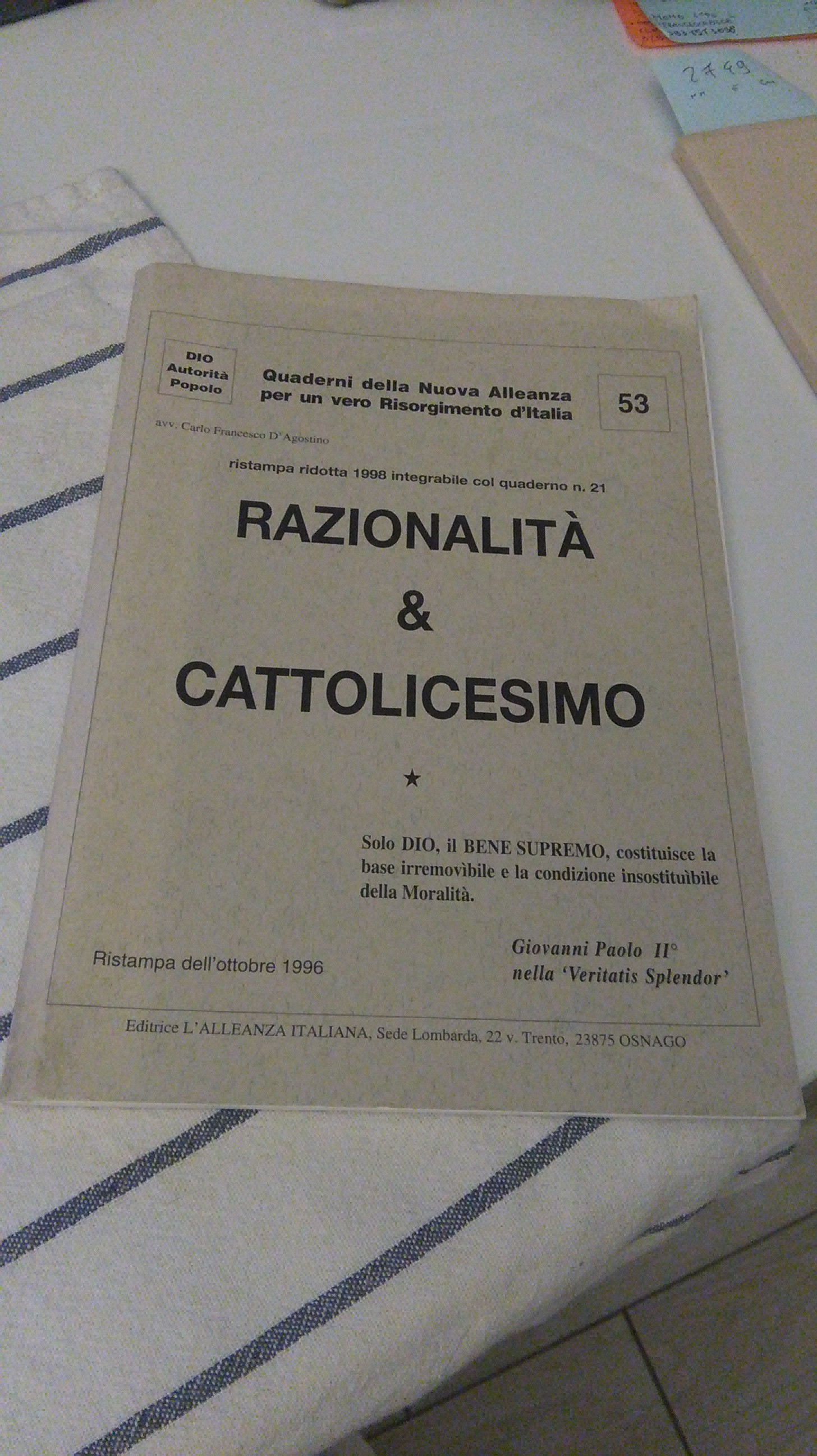 RAZIONALITA' & CATTOLICESIMO