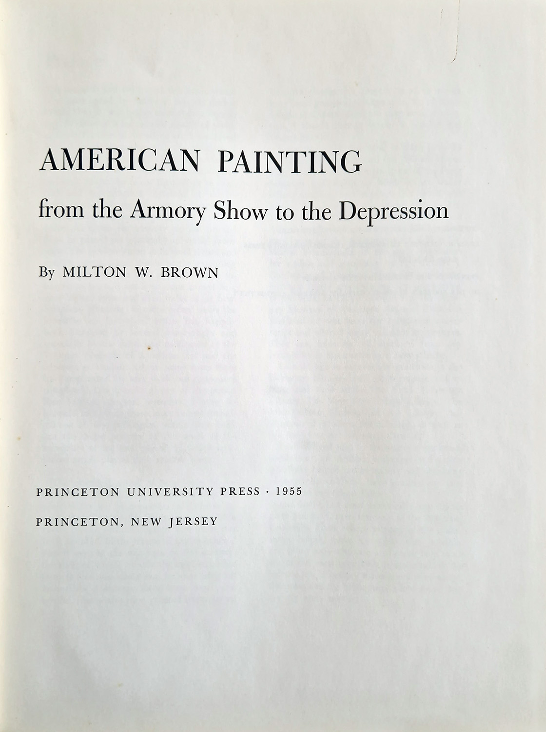 American Painting from the Armory Show to the Depression.