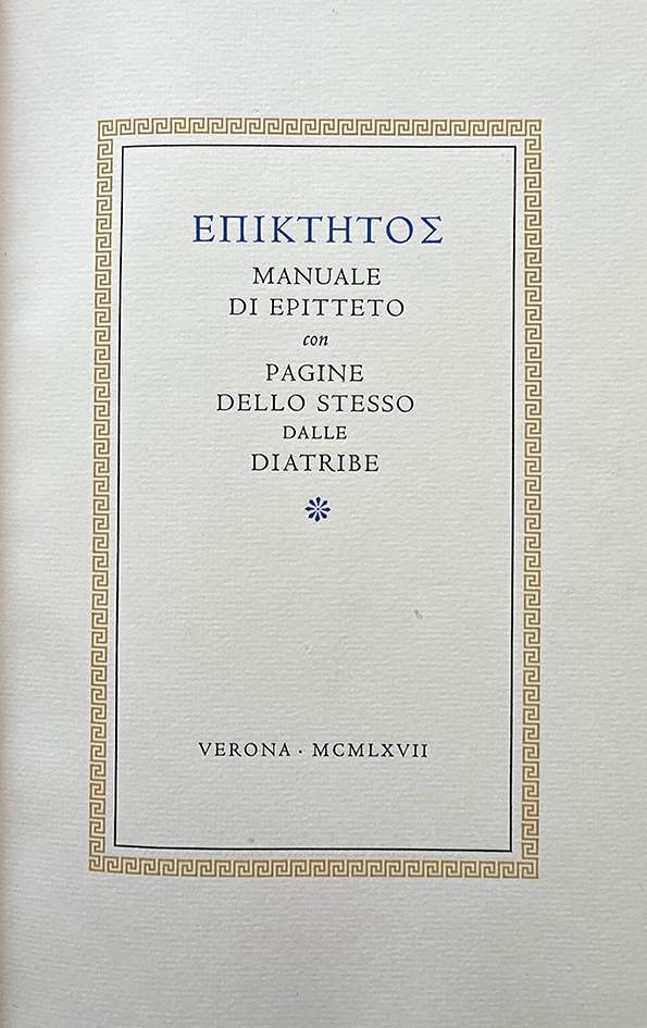 Manuale di Epitteto con pagine dello stesso dalle Diatribe.