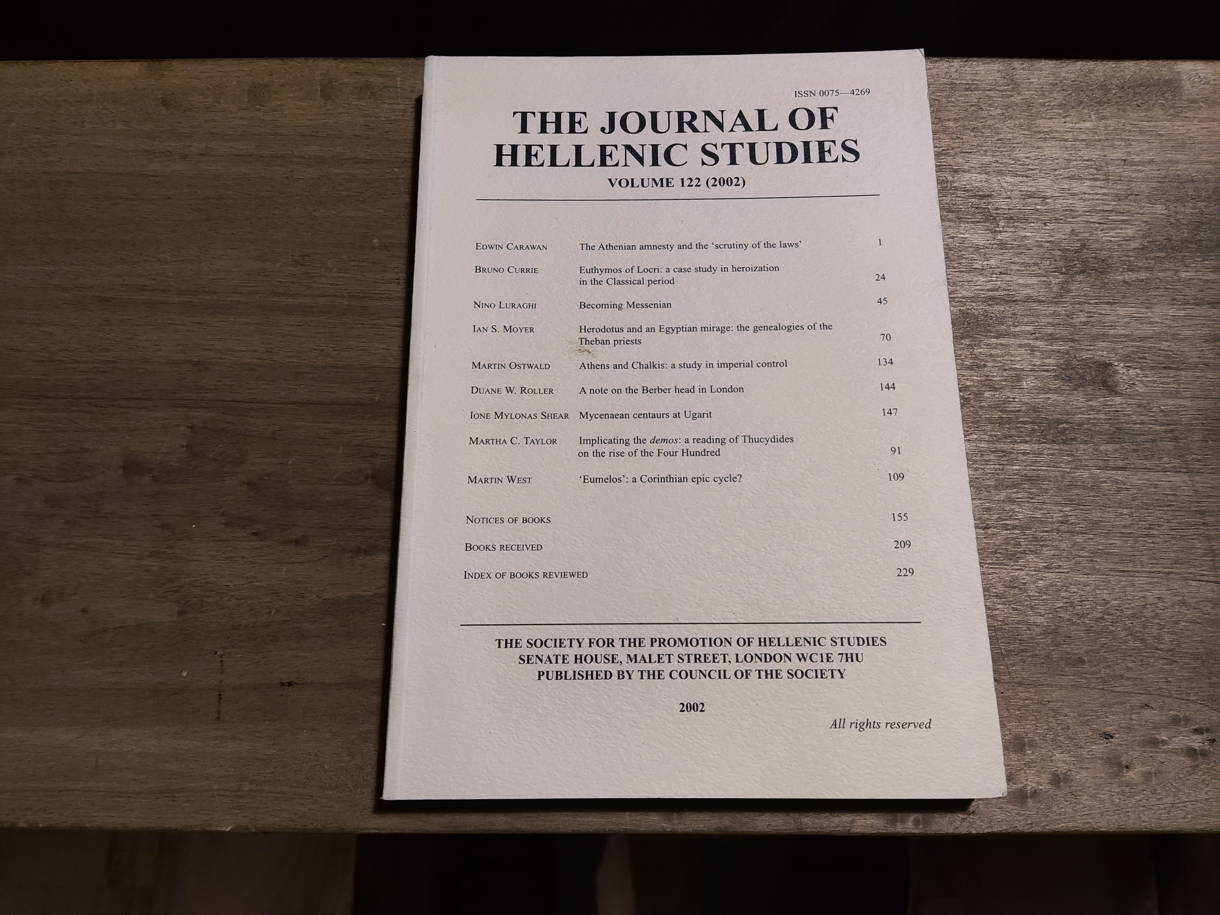 The Journal of Hellenic Studies Volume 122