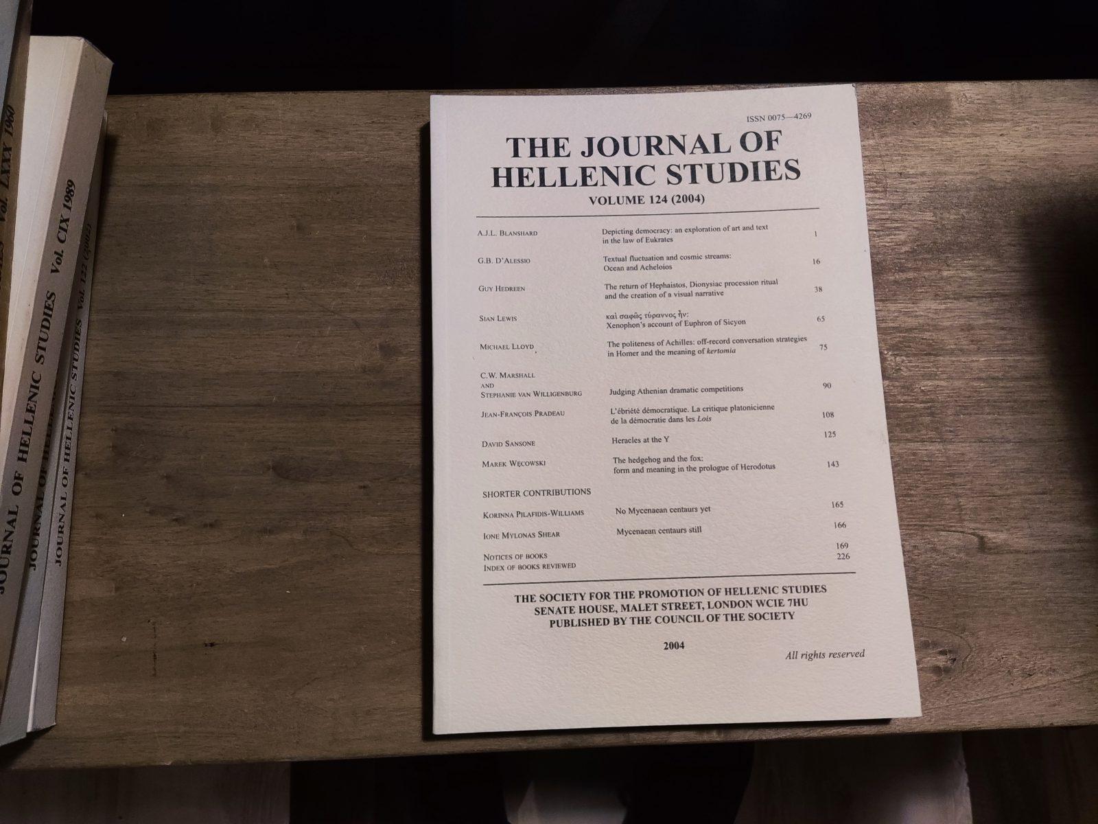 The Journal of Hellenic Studies Volume 124