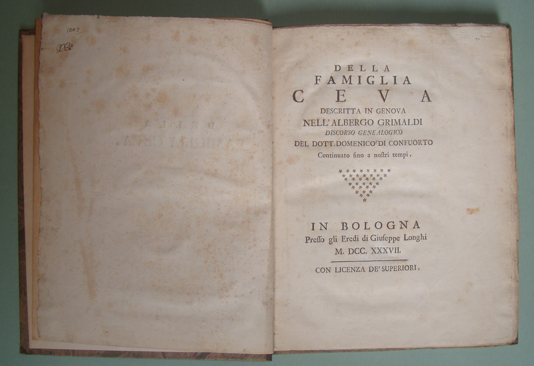 Della famiglia Ceva descritta in Genova nell'albergo Grimaldi. Discorso genealogico, …