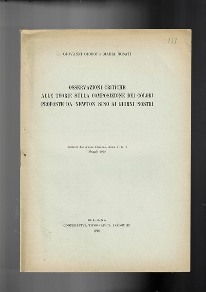 Osservazioni critiche alle teorie sulla composizione dei colori proposte fa …