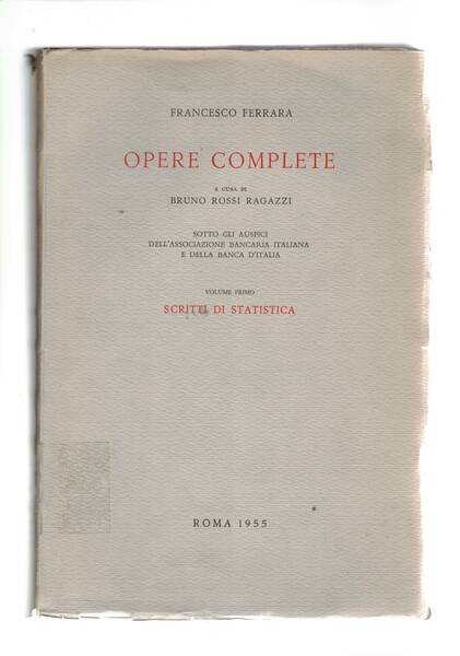 Scritti di statistica vol. I° delle opere complete.