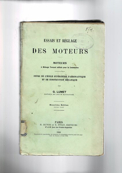 Essais et réglage des moteurs. Moteurs à Mélange Tonnant utilisés …