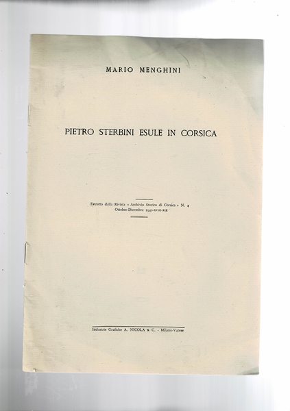 Pietro Sterbini esule in Corsica. EStratto.